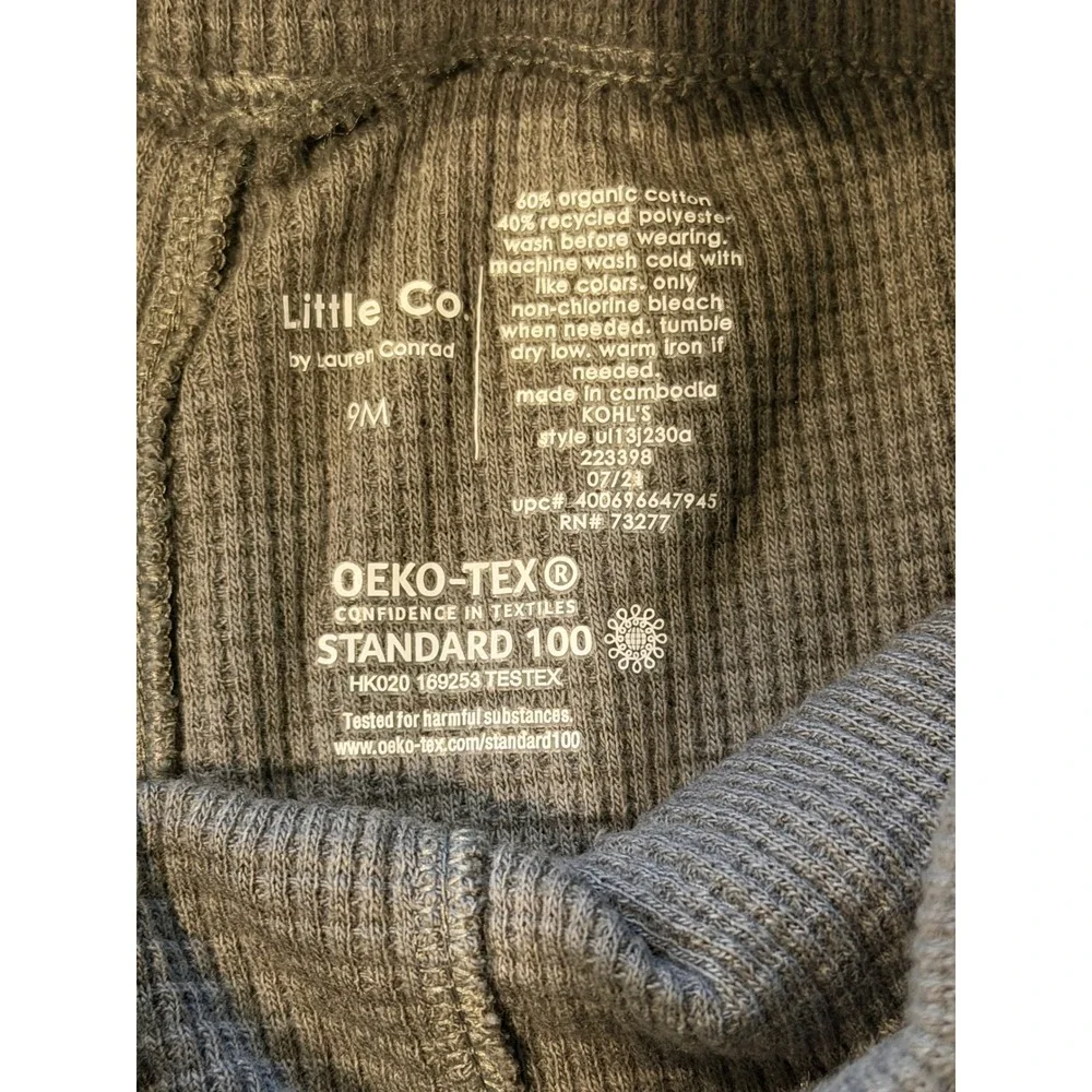 Little Co Lauren Conrad Gray Waffle Knit Pants Baby 9M Organic Cotton‎ Thermal
